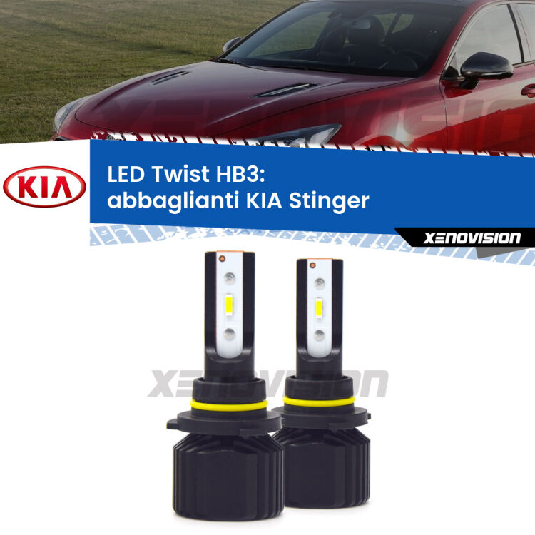 <strong>Kit abbaglianti LED</strong> HB3 per <strong>KIA Stinger</strong>  2017in poi. Compatte, impermeabili, senza ventola: praticamente indistruttibili. Top Quality.