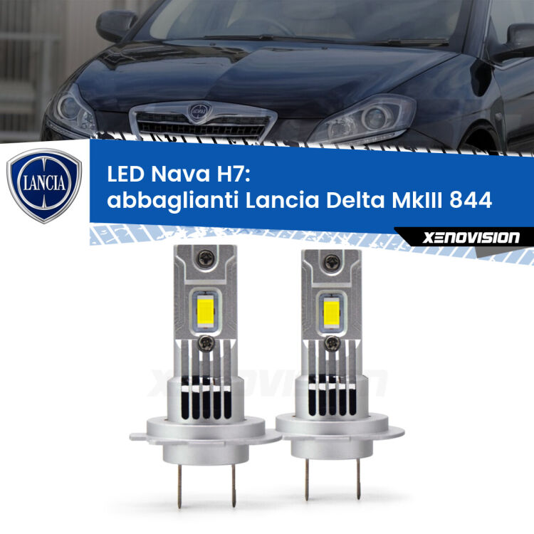 Abbaglianti LED Lancia Delta MkIII 844 2008 -2014: H7 Nava <strong>Abbaglianti LED no-spie per Lancia Delta MkIII</strong> 844 2008 -2014. Coppia lampade <strong>H7</strong> modello Nava canbus, raffreddate a ventola.