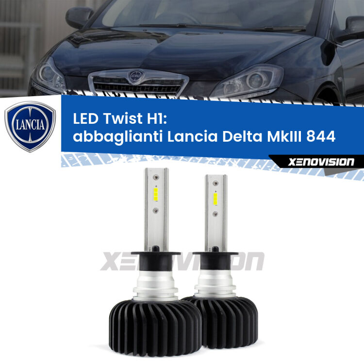 Abbaglianti LED Lancia Delta MkIII 844 con fari Bi-Xenon: H1 11,000Lm <strong>Kit abbaglianti LED</strong> H1 per <strong>Lancia Delta MkIII</strong> 844 con fari Bi-Xenon. Compatte, impermeabili, senza ventola: praticamente indistruttibili. Top Quality.