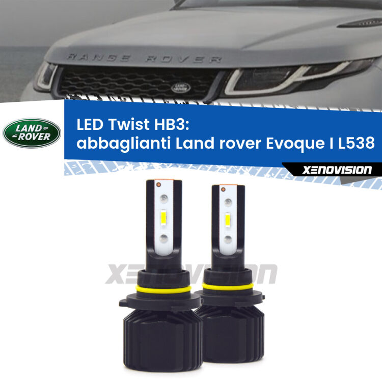 Abbaglianti LED Land rover Evoque I L538 2011 in poi: HB3 11,000Lm <strong>Kit abbaglianti LED</strong> HB3 per <strong>Land rover Evoque I</strong> L538 2011 in poi. Compatte, impermeabili, senza ventola: praticamente indistruttibili. Top Quality.