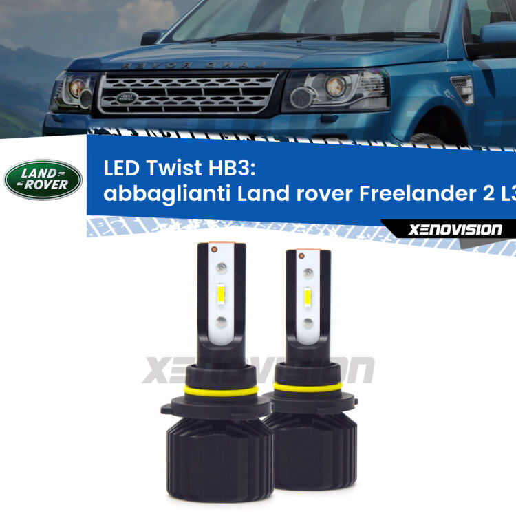 <strong>Kit abbaglianti LED</strong> HB3 per <strong>Land rover Freelander 2</strong> L359 2013-2014. Compatte, impermeabili, senza ventola: praticamente indistruttibili. Top Quality.