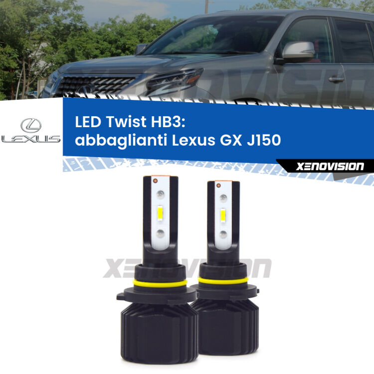 <strong>Kit abbaglianti LED</strong> HB3 per <strong>Lexus GX</strong> J150 prima serie. Compatte, impermeabili, senza ventola: praticamente indistruttibili. Top Quality.