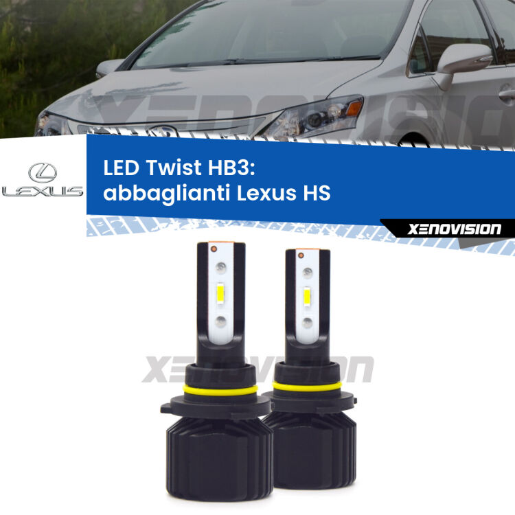<strong>Kit abbaglianti LED</strong> HB3 per <strong>Lexus HS</strong>  restyling. Compatte, impermeabili, senza ventola: praticamente indistruttibili. Top Quality.