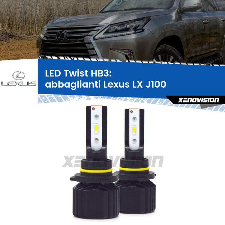 <strong>Kit abbaglianti LED</strong> HB3 per <strong>Lexus LX</strong> J100 1998-2008. Compatte, impermeabili, senza ventola: praticamente indistruttibili. Top Quality.