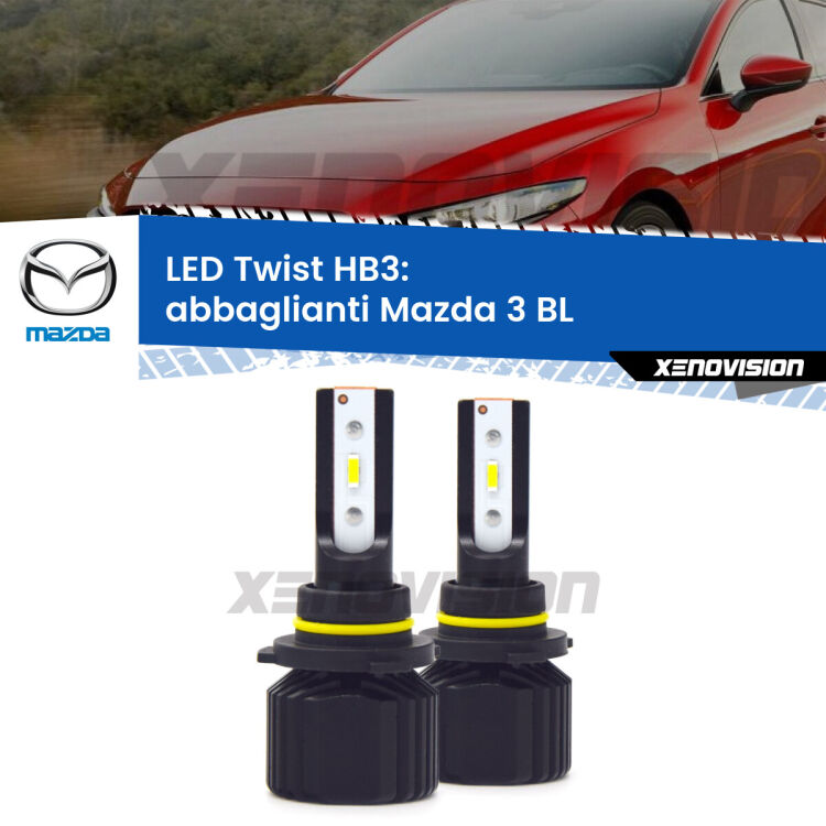<strong>Kit abbaglianti LED</strong> HB3 per <strong>Mazda 3</strong> BL 2008-2014. Compatte, impermeabili, senza ventola: praticamente indistruttibili. Top Quality.