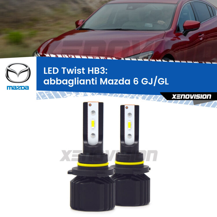 <strong>Kit abbaglianti LED</strong> HB3 per <strong>Mazda 6</strong> GJ/GL senza luci diurne. Compatte, impermeabili, senza ventola: praticamente indistruttibili. Top Quality.