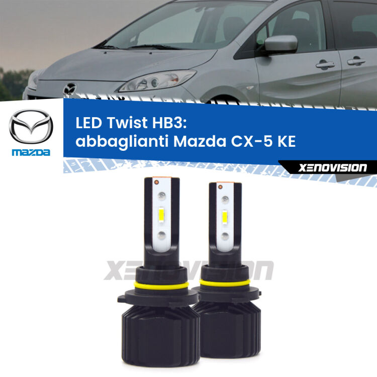<strong>Kit abbaglianti LED</strong> HB3 per <strong>Mazda CX-5</strong> KE senza luci diurne. Compatte, impermeabili, senza ventola: praticamente indistruttibili. Top Quality.