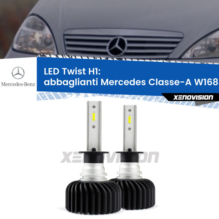 0 Abbaglianti LED Mercedes Classe-A W168 1997 -2004: H1 11,000Lm <strong>Kit abbaglianti LED</strong> H1 per <strong>Mercedes Classe-A</strong> W168 1997 -2004. Compatte, impermeabili, senza ventola: praticamente indistruttibili. Top Quality.