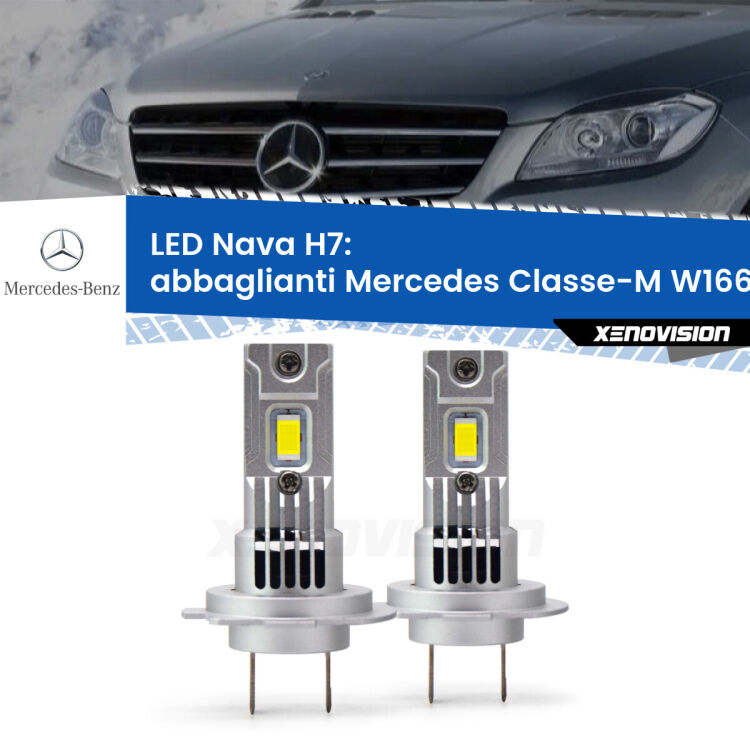 Abbaglianti LED Mercedes Classe-M W166 2011 -2015: H7 Nava <strong>Abbaglianti LED no-spie per Mercedes Classe-M</strong> W166 2011 -2015. Coppia lampade <strong>H7</strong> modello Nava canbus, raffreddate a ventola.
