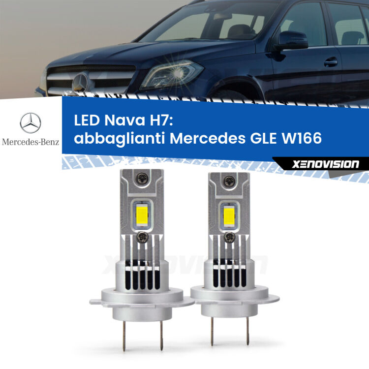 Abbaglianti LED Mercedes GLE W166 2015 -2018: H7 Nava <strong>Abbaglianti LED no-spie per Mercedes GLE</strong> W166 2015 -2018. Coppia lampade <strong>H7</strong> modello Nava canbus, raffreddate a ventola.