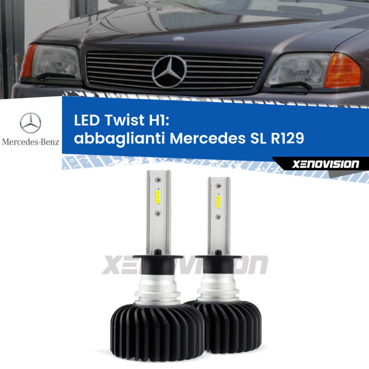 <strong>Kit abbaglianti LED</strong> H1 per <strong>Mercedes SL</strong> R129 con fari Xenon. Compatte, impermeabili, senza ventola: praticamente indistruttibili. Top Quality.