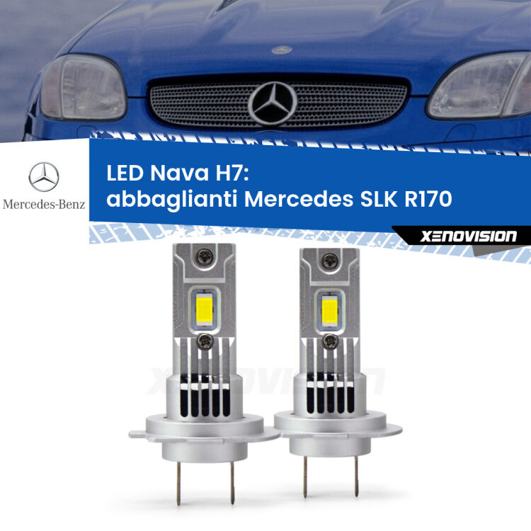 Abbaglianti LED Mercedes SLK R170 1996 -2004: H7 Nava <strong>Abbaglianti LED no-spie per Mercedes SLK</strong> R170 1996 -2004. Coppia lampade <strong>H7</strong> modello Nava canbus, raffreddate a ventola.