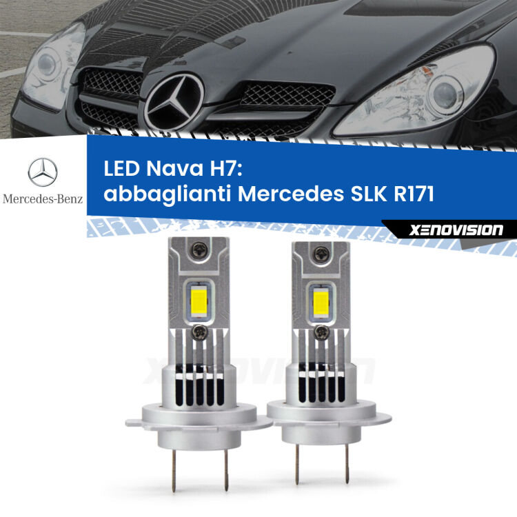 Abbaglianti LED Mercedes SLK R171 2004 -2011: H7 Nava <strong>Abbaglianti LED no-spie per Mercedes SLK</strong> R171 2004 -2011. Coppia lampade <strong>H7</strong> modello Nava canbus, raffreddate a ventola.