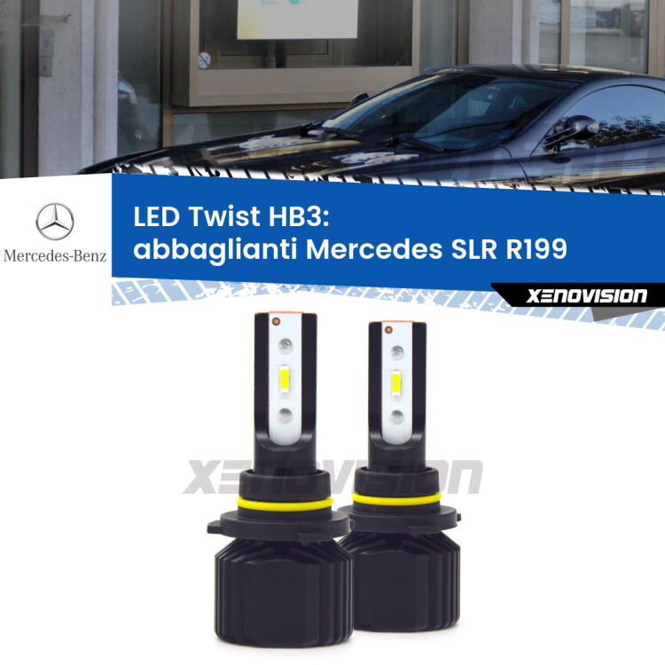 Abbaglianti LED Mercedes SLR R199 2004 in poi: HB3 11,000Lm <strong>Kit abbaglianti LED</strong> HB3 per <strong>Mercedes SLR</strong> R199 2004 in poi. Compatte, impermeabili, senza ventola: praticamente indistruttibili. Top Quality.