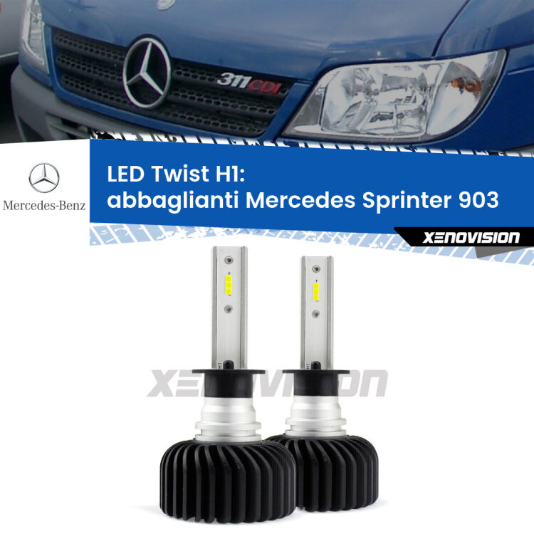 Abbaglianti LED Mercedes Sprinter 903 1995 -2002: H1 11,000Lm <strong>Kit abbaglianti LED</strong> H1 per <strong>Mercedes Sprinter</strong> 903 1995 -2002. Compatte, impermeabili, senza ventola: praticamente indistruttibili. Top Quality.