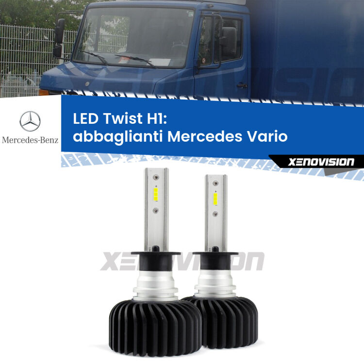 <strong>Kit abbaglianti LED</strong> H1 per <strong>Mercedes Vario</strong>  1996-2013. Compatte, impermeabili, senza ventola: praticamente indistruttibili. Top Quality.