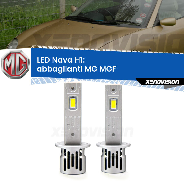 Abbaglianti LED MG MGF  1995 -2002: H1 Nava <strong>Abbaglianti LED no-spie per MG MGF</strong>  1995 -2002. Coppia lampade <strong> H1</strong> modello Nava canbus, raffreddate a ventola.