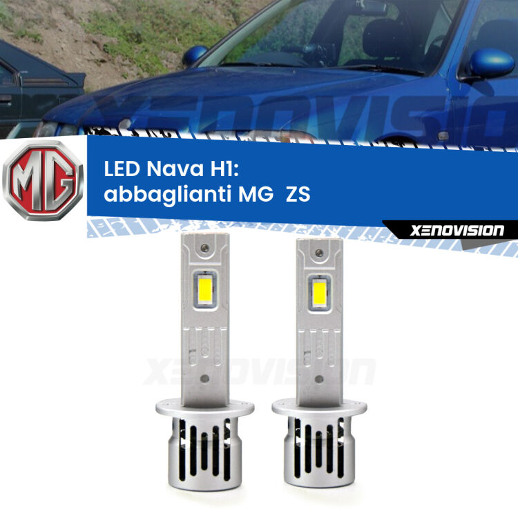 Abbaglianti LED MG  ZS  2001 -2005: H1 Nava <strong>Abbaglianti LED no-spie per MG  ZS</strong>  2001 -2005. Coppia lampade <strong> H1</strong> modello Nava canbus, raffreddate a ventola.