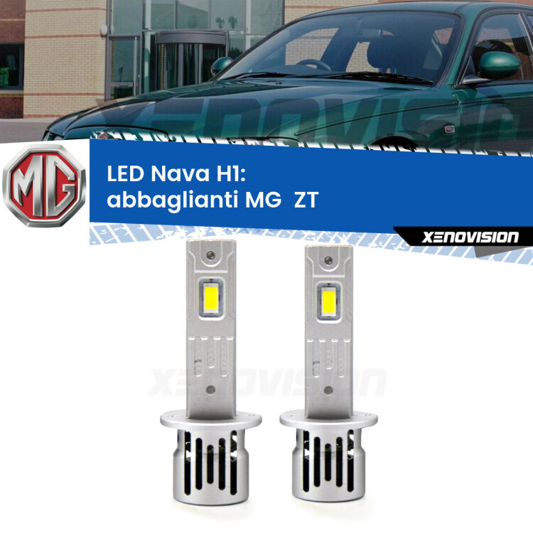 Abbaglianti LED MG  ZT  2001 -2005: H1 Nava <strong>Abbaglianti LED no-spie per MG  ZT</strong>  2001 -2005. Coppia lampade <strong> H1</strong> modello Nava canbus, raffreddate a ventola.