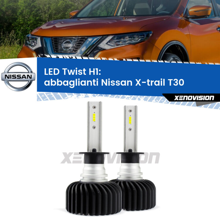 <strong>Kit abbaglianti LED</strong> H1 per <strong>Nissan X-trail</strong> T30 con fari Xenon. Compatte, impermeabili, senza ventola: praticamente indistruttibili. Top Quality.