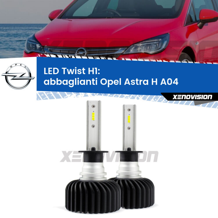 <strong>Kit abbaglianti LED</strong> H1 per <strong>Opel Astra H</strong> A04 2004-2014. Compatte, impermeabili, senza ventola: praticamente indistruttibili. Top Quality.