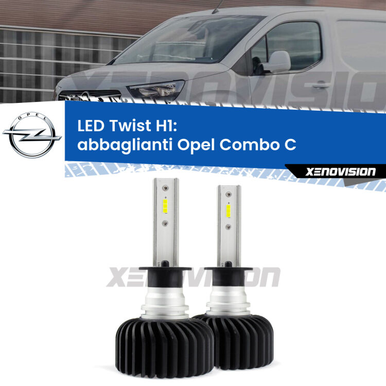 <strong>Kit abbaglianti LED</strong> H1 per <strong>Opel Combo C</strong>  2005-2011. Compatte, impermeabili, senza ventola: praticamente indistruttibili. Top Quality.