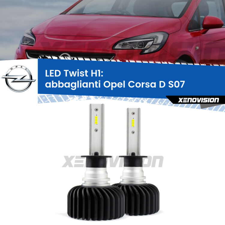 Abbaglianti LED Opel Corsa D S07 senza luci svolta: H1 11,000Lm <strong>Kit abbaglianti LED</strong> H1 per <strong>Opel Corsa D</strong> S07 senza luci svolta. Compatte, impermeabili, senza ventola: praticamente indistruttibili. Top Quality.