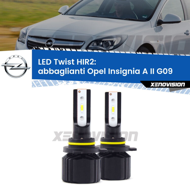 <strong>Kit abbaglianti LED</strong> HIR2 per <strong>Opel Insignia A II</strong> G09 2014-2017. Compatte, impermeabili, senza ventola: praticamente indistruttibili. Top Quality.