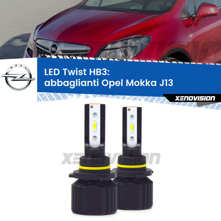 <strong>Kit abbaglianti LED</strong> HB3 per <strong>Opel Mokka</strong> J13 2012-2019. Compatte, impermeabili, senza ventola: praticamente indistruttibili. Top Quality.