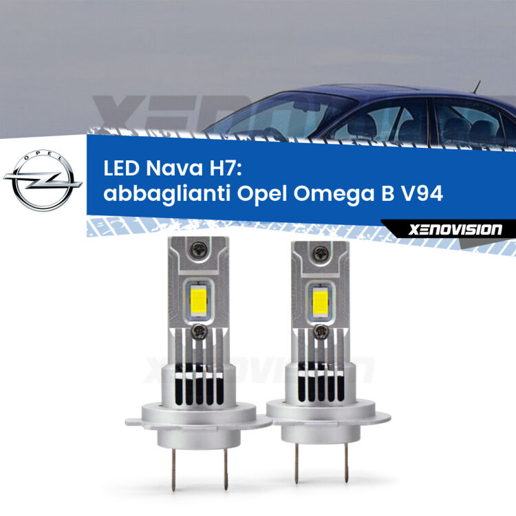 Abbaglianti LED Opel Omega B V94 1997 -2003: H7 Nava <strong>Abbaglianti LED no-spie per Opel Omega B</strong> V94 1997 -2003. Coppia lampade <strong>H7</strong> modello Nava canbus, raffreddate a ventola.