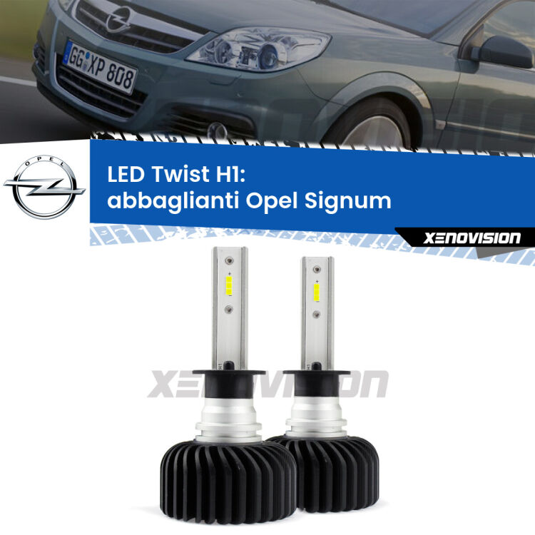 Abbaglianti LED Opel Signum  2006 -2008: H1 11,000Lm <strong>Kit abbaglianti LED</strong> H1 per <strong>Opel Signum</strong>  2006 -2008. Compatte, impermeabili, senza ventola: praticamente indistruttibili. Top Quality.