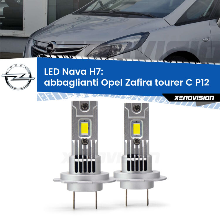 Abbaglianti LED Opel Zafira C Tourer  2017 -2019: H7 Nava <strong>Abbaglianti LED no-spie per Opel Zafira C Tourer</strong>  2017 -2019. Coppia lampade <strong>H7</strong> modello Nava canbus, raffreddate a ventola.