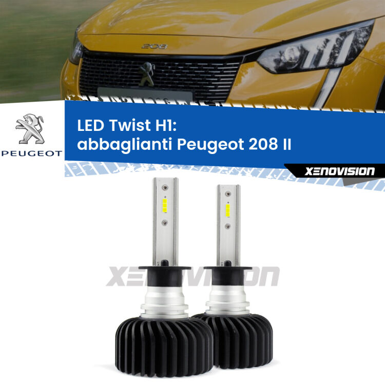 Abbaglianti LED Peugeot 208 II 2019 in poi: H1 11,000Lm <strong>Kit abbaglianti LED</strong> H1 per <strong>Peugeot 208</strong> II 2019 in poi. Compatte, impermeabili, senza ventola: praticamente indistruttibili. Top Quality.