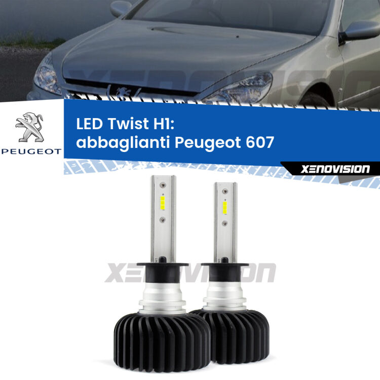 Abbaglianti LED Peugeot 607 2000 -2010: H1 11,000Lm <strong>Kit abbaglianti LED</strong> H1 per <strong>Peugeot 607</strong> 2000 -2010. Compatte, impermeabili, senza ventola: praticamente indistruttibili. Top Quality.