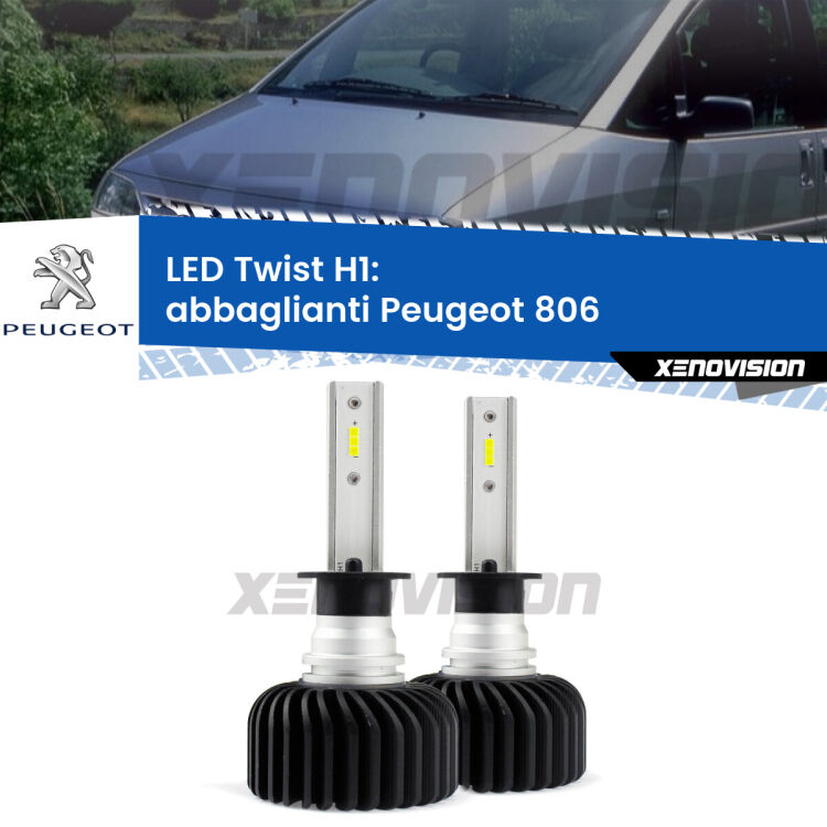 Abbaglianti LED Peugeot 806 1994 -2002: H1 11,000Lm <strong>Kit abbaglianti LED</strong> H1 per <strong>Peugeot 806</strong> 1994 -2002. Compatte, impermeabili, senza ventola: praticamente indistruttibili. Top Quality.
