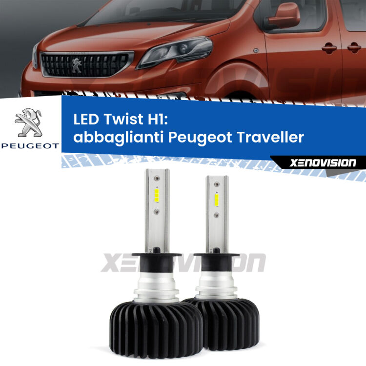 Abbaglianti LED Peugeot Traveller 2016 in poi: H1 11,000Lm <strong>Kit abbaglianti LED</strong> H1 per <strong>Peugeot Traveller</strong> 2016 in poi. Compatte, impermeabili, senza ventola: praticamente indistruttibili. Top Quality.