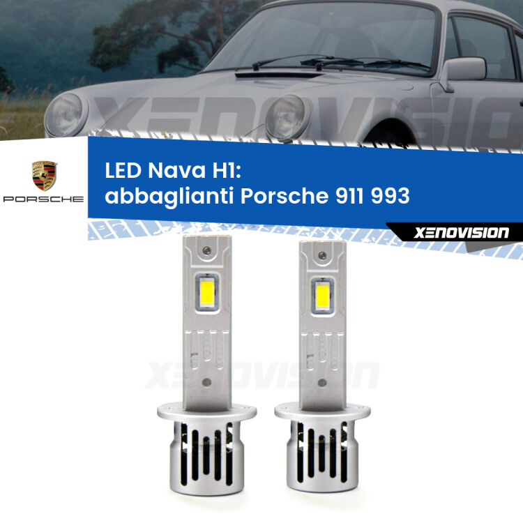 Abbaglianti LED Porsche 911 993 1993 -1997: H1 Nava <strong>Abbaglianti LED no-spie per Porsche 911</strong> 993 1993 -1997. Coppia lampade <strong> H1</strong> modello Nava canbus, raffreddate a ventola.