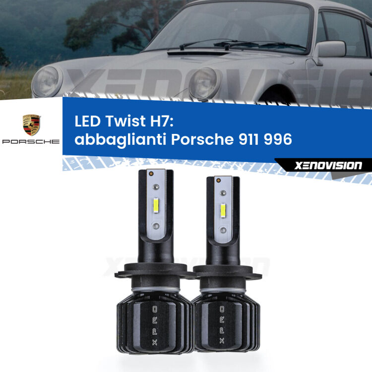 <strong>Kit abbaglianti LED</strong> H7 per <strong>Porsche 911</strong> 996 1997-2001. Compatte, impermeabili, senza ventola: praticamente indistruttibili. Top Quality.