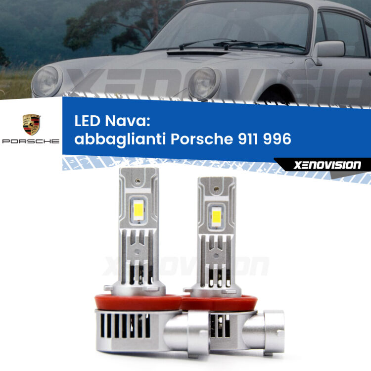 Abbaglianti LED Porsche 911 996 2002 -2005: Nava 20,000Lm <strong>Abbaglianti LED no-spie per Porsche 911</strong> 996 2002 -2005. Coppia lampade <strong>H11</strong>/H9/H8/H16(JP) modello Nava canbus, raffreddate a ventola.