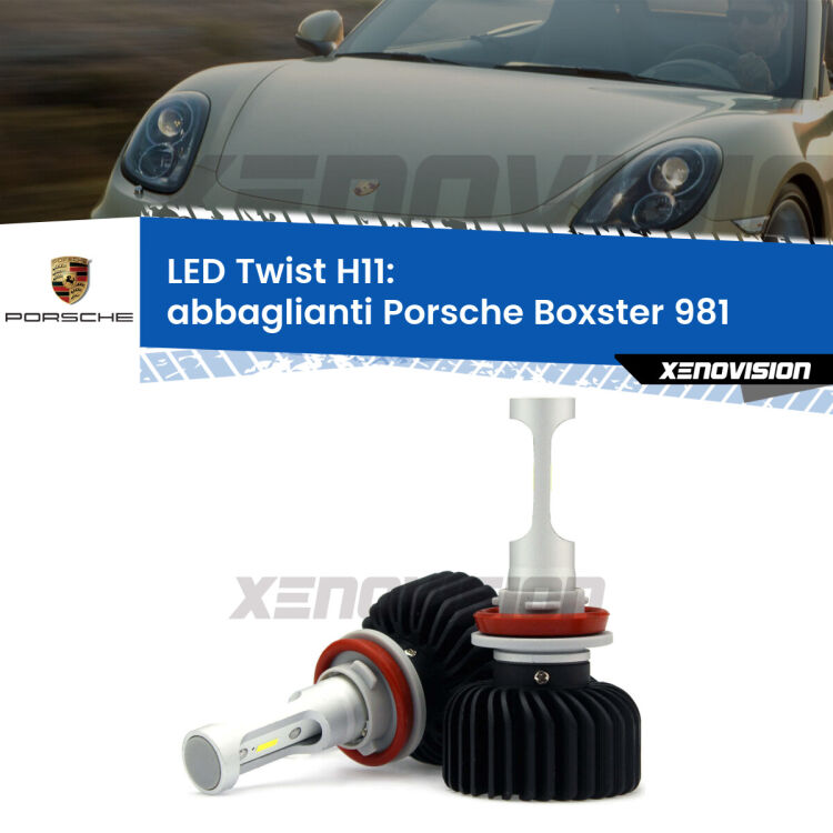 <strong>Kit abbaglianti LED</strong> H11 per <strong>Porsche Boxster</strong> 981 2012in poi. Compatte, impermeabili, senza ventola: praticamente indistruttibili. Top Quality.