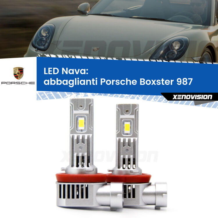Abbaglianti LED Porsche Boxster 987 2004 -2012: Nava 20,000Lm <strong>Abbaglianti LED no-spie per Porsche Boxster</strong> 987 2004 -2012. Coppia lampade <strong>H11</strong>/H9/H8/H16(JP) modello Nava canbus, raffreddate a ventola.