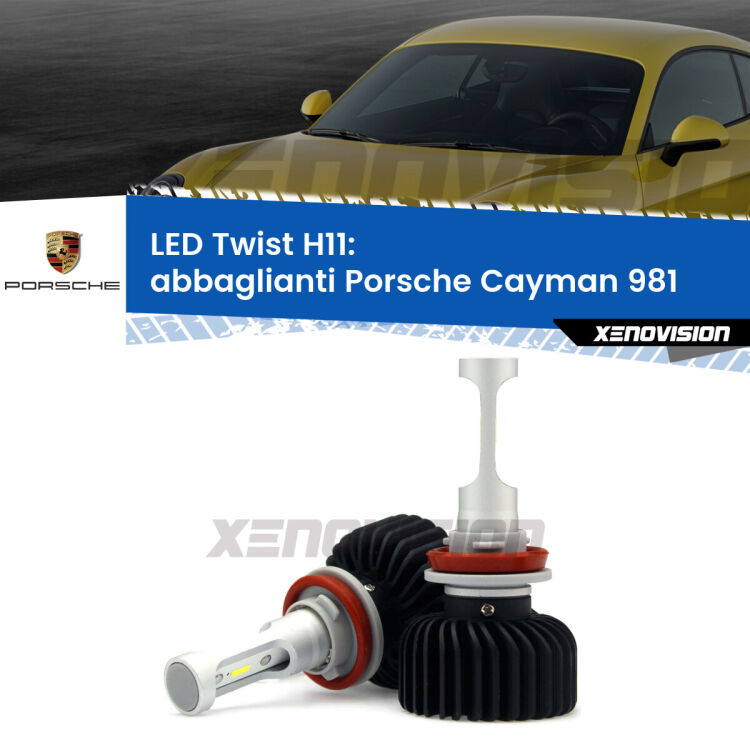<strong>Kit abbaglianti LED</strong> H11 per <strong>Porsche Cayman</strong> 981 2013in poi. Compatte, impermeabili, senza ventola: praticamente indistruttibili. Top Quality.