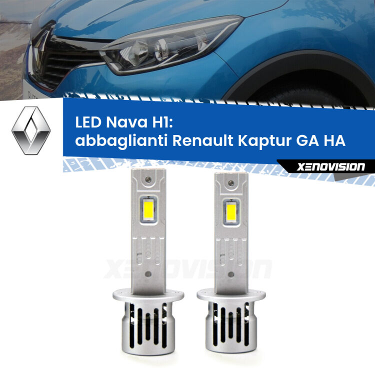 0 Abbaglianti LED Renault Kaptur GA HA 2016 -2018: H1 Nava <strong>Abbaglianti LED no-spie per Renault Kaptur GA</strong> HA 2016 -2018. Coppia lampade <strong> H1</strong> modello Nava canbus, raffreddate a ventola.