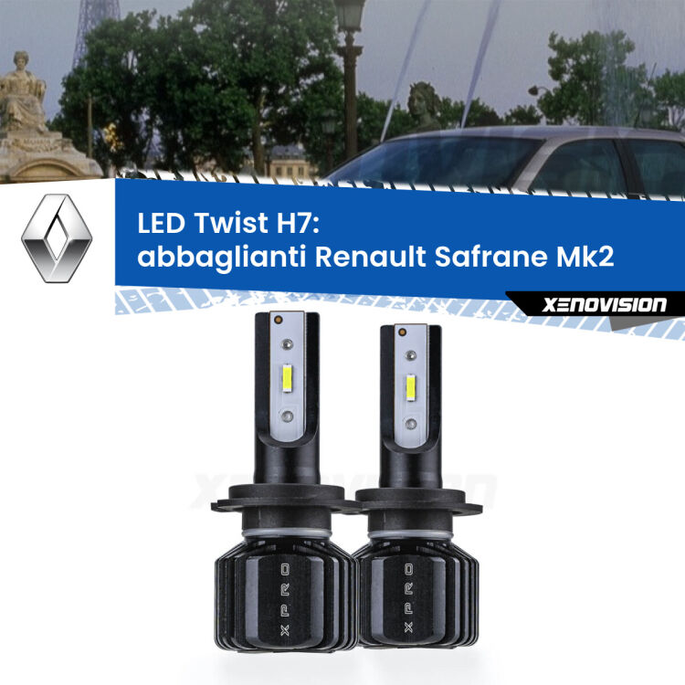 <strong>Kit abbaglianti LED</strong> H7 per <strong>Renault Safrane</strong> Mk2 con fari Xenon. Compatte, impermeabili, senza ventola: praticamente indistruttibili. Top Quality.