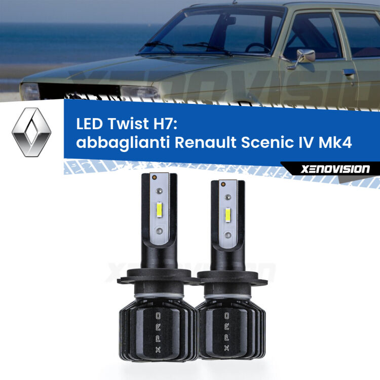 <strong>Kit abbaglianti LED</strong> H7 per <strong>Renault Scenic IV</strong> Mk4 2016-2022. Compatte, impermeabili, senza ventola: praticamente indistruttibili. Top Quality.