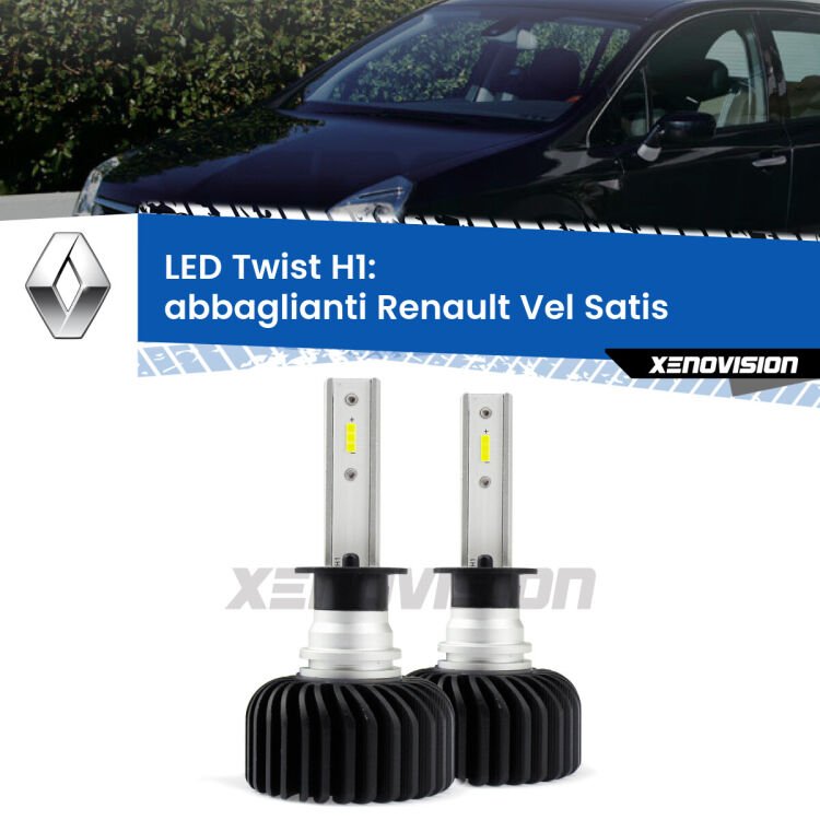 <strong>Kit abbaglianti LED</strong> H1 per <strong>Renault Vel Satis</strong>  2005-2010. Compatte, impermeabili, senza ventola: praticamente indistruttibili. Top Quality.