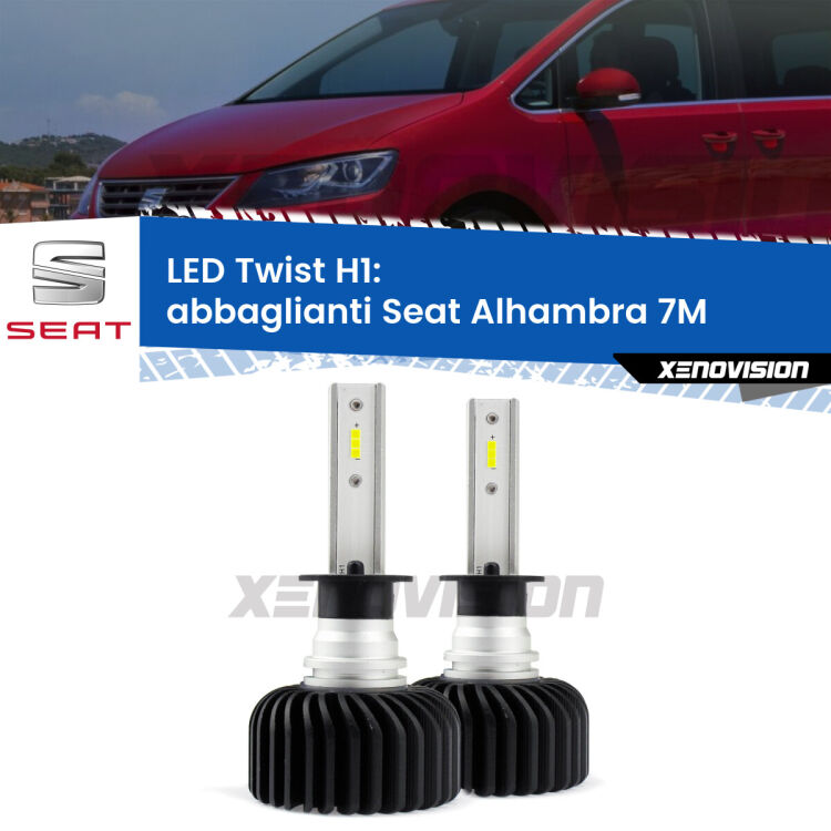 <strong>Kit abbaglianti LED</strong> H1 per <strong>Seat Alhambra</strong> 7M 2001-2010. Compatte, impermeabili, senza ventola: praticamente indistruttibili. Top Quality.