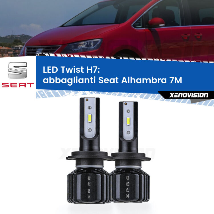 <strong>Kit abbaglianti LED</strong> H7 per <strong>Seat Alhambra</strong> 7M con fari Xenon. Compatte, impermeabili, senza ventola: praticamente indistruttibili. Top Quality.