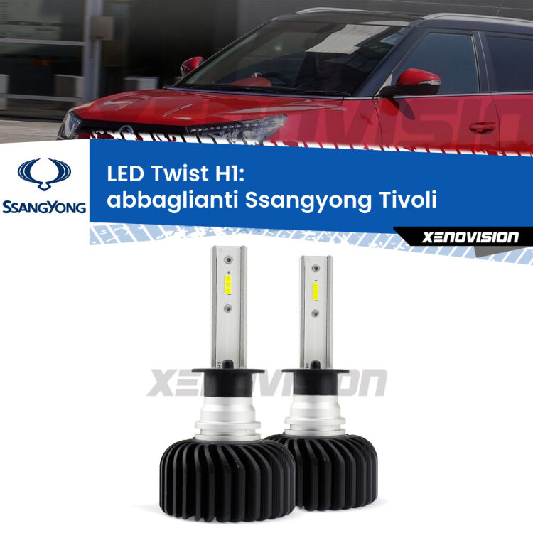 Abbaglianti LED Ssangyong Tivoli  2015 in poi: H1 11,000Lm <strong>Kit abbaglianti LED</strong> H1 per <strong>Ssangyong Tivoli</strong>  2015 in poi. Compatte, impermeabili, senza ventola: praticamente indistruttibili. Top Quality.