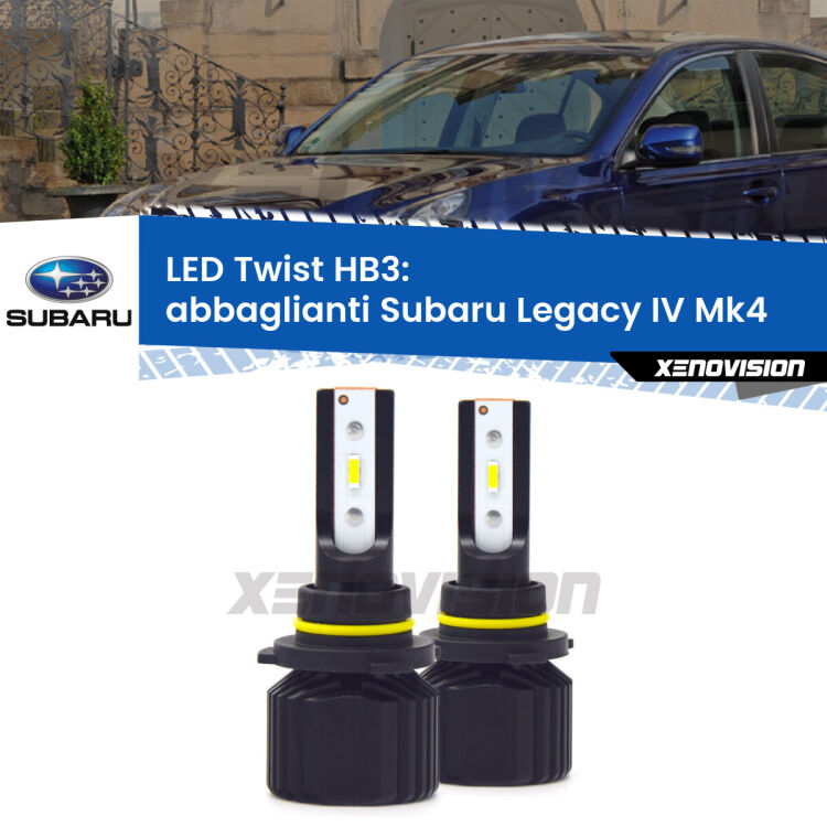 <strong>Kit abbaglianti LED</strong> HB3 per <strong>Subaru Legacy IV</strong> Mk4 2003-2006. Compatte, impermeabili, senza ventola: praticamente indistruttibili. Top Quality.